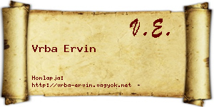 Vrba Ervin névjegykártya